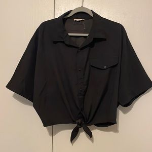 ee:some Black button up with 1 pocket detail NWOT super cute dress up or down!!